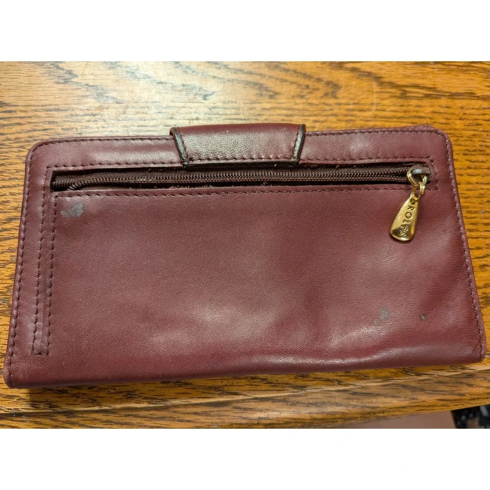 Rolfs Burgundy Genuine Leather Accordion Clutch‎ Wallet Checkbook Holder